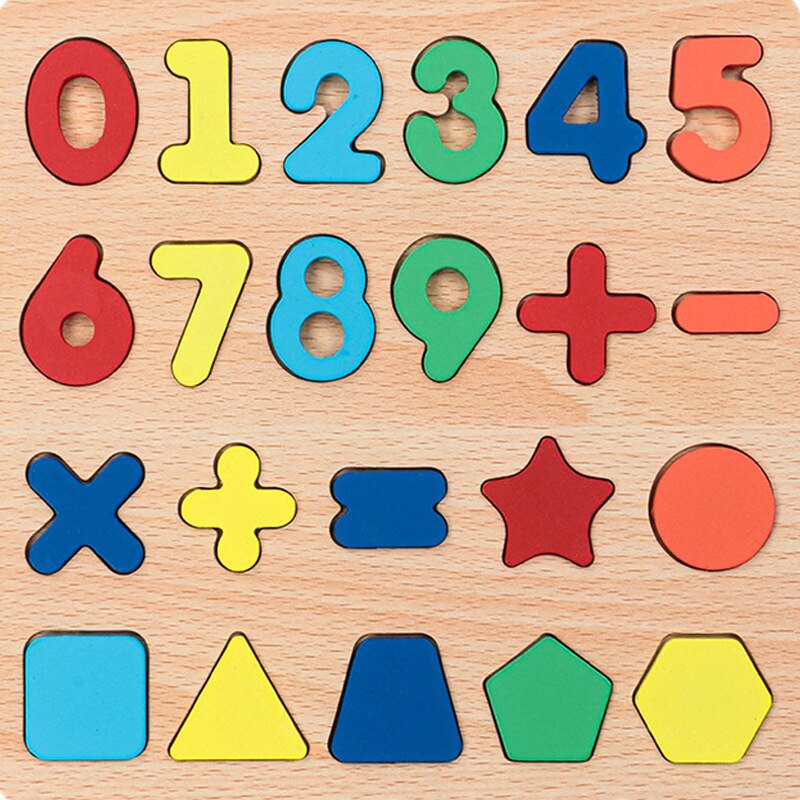 Fidtoy Puzzle 3D en bois pour enfants – Jouet éducatif pour l'apprentissage de l'alphabet, des chiffres et des formes pour les enfants de 3 à 6 ans