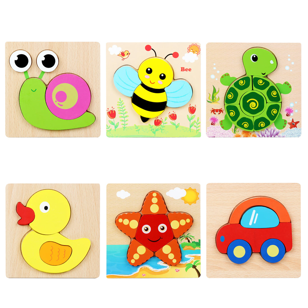 Puzles Montessori Paquete de 6 - Set de Puzles de Madera Ecológicos N.º 2