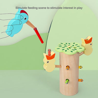 Juego de atrapar gusanos magnéticos de pájaro carpintero B