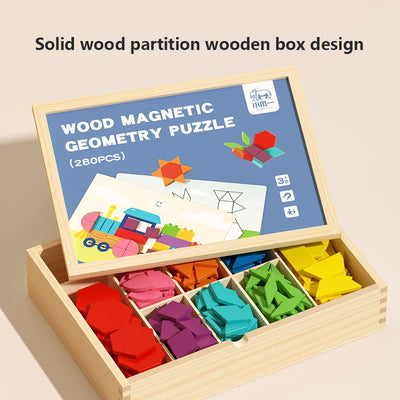 Fidtoy Blocs magnétiques en bois – Jouet éducatif créatif pour enfants