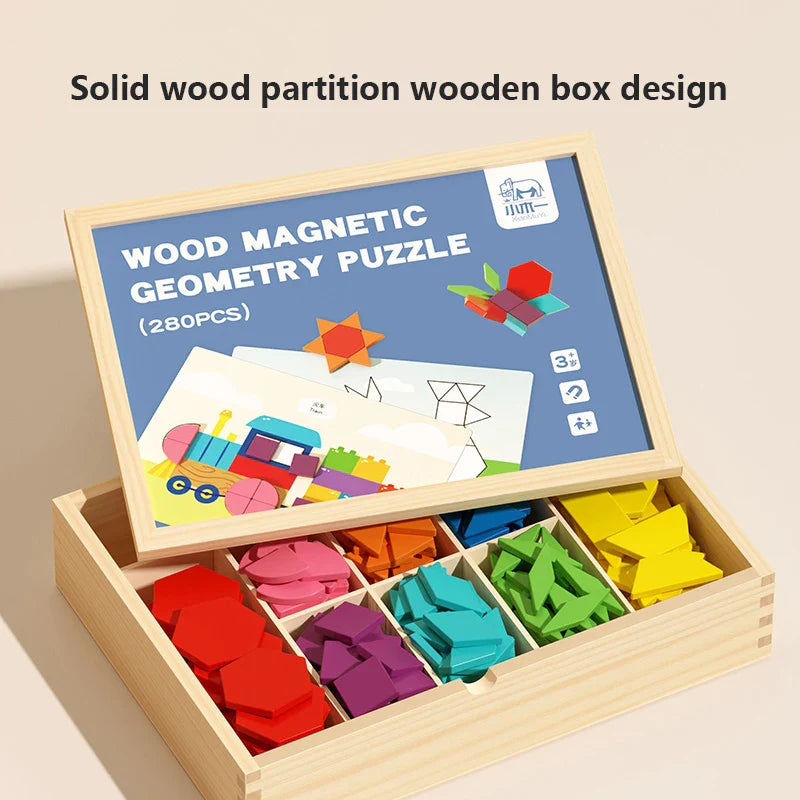 Fidtoy Blocs magnétiques en bois – Jouet éducatif créatif pour enfants