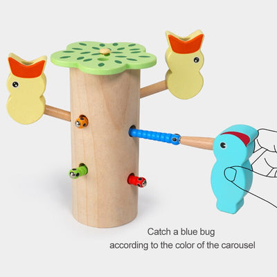 Juego de atrapar gusanos magnéticos de pájaro carpintero B