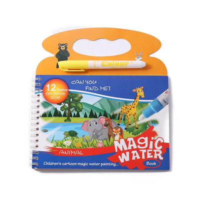 Fidtoy Magic Water Book - Actividad de colorear reutilizable de animales para niños de 3+ años