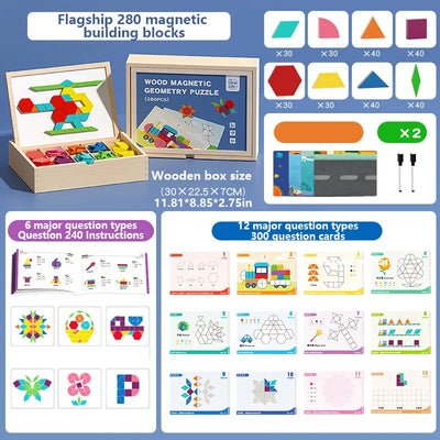 Fidtoy Blocs magnétiques en bois – Jouet éducatif créatif pour enfants