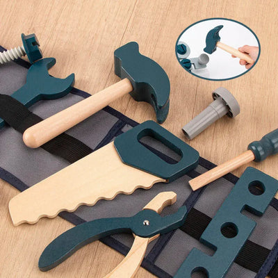 Fidtoy Trousse à outils pour enfants, jeu d'imitation, jouet STEM en bois de réparateur pour les tout-petits de 3 à 6 ans