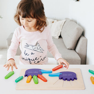 Rompecabezas Montessori 3D de Palmas y Plantas de los Pies de Madera