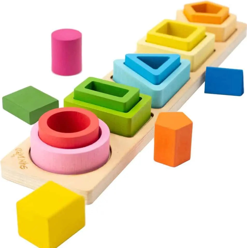 Fidtoy Jeu de tri de formes en bois, jouet de tri de formes Montessori pour tout-petits