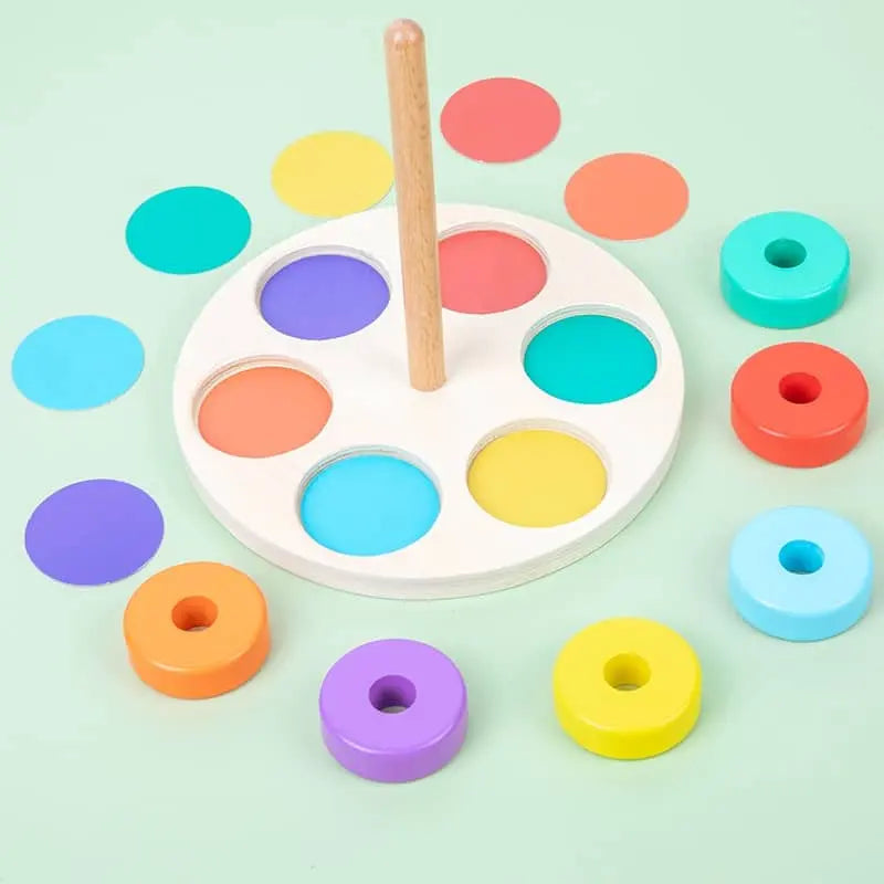 Fidtoy Cercles à enfiler Jeu Montessori en bois à enfiler pour les tout-petains
