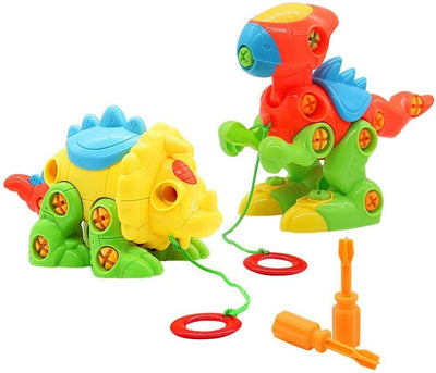 Juguetes de Dinosaurios Desmontables Incluye Destornilladores y Accesorio de Arrastre (Paquete de 2)