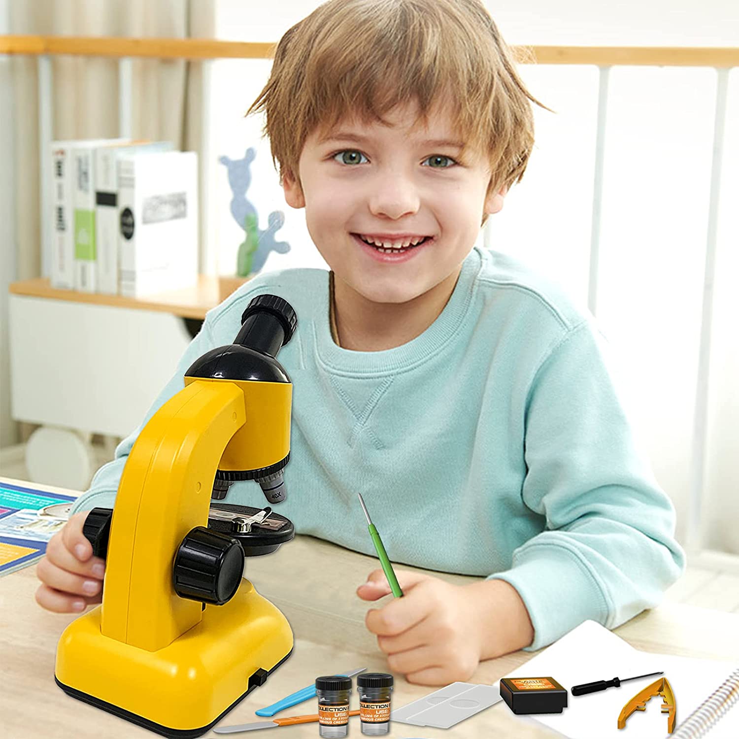 2 en 1 Mi Primer Telescopio y Microscopio Set de Juego Educativo Kit de Inicio de Ciencia y Astronomía para Niños Regalo de Navidad