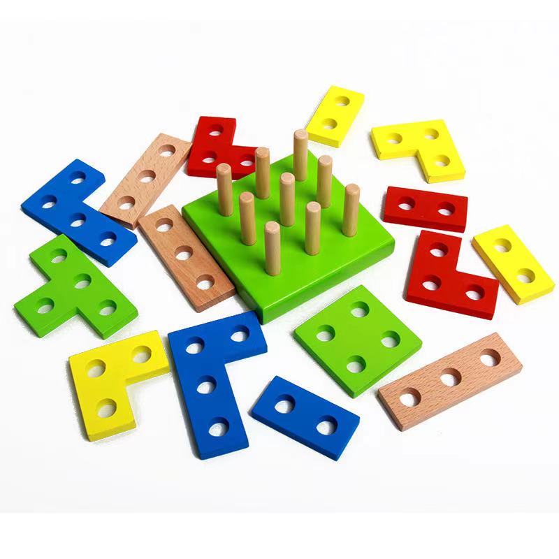 Tabla de formas de Tangram de madera a juego - Juguetes de motricidad fina