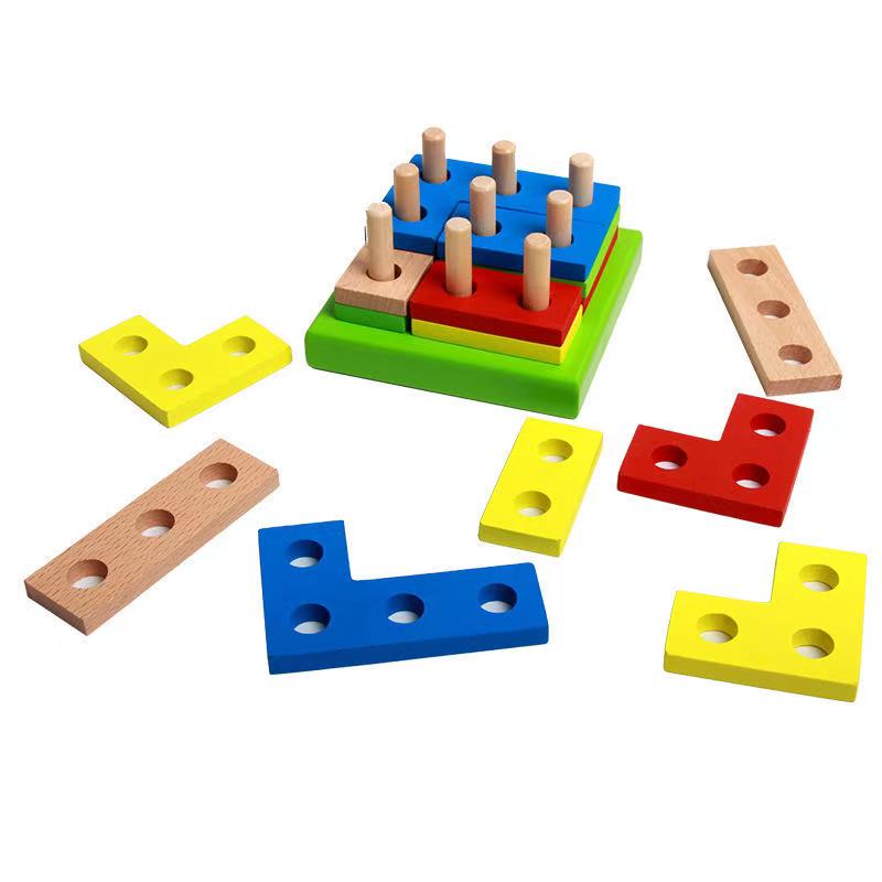 Tabla de formas de Tangram de madera a juego - Juguetes de motricidad fina