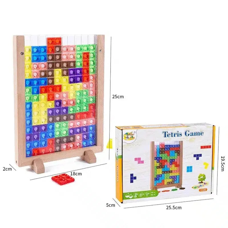 Fidtoy Set de Construction en Bois Tetris – Jouet Éducatif Montessori pour Enfants