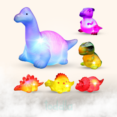 Fidtoy Jouets de Bain Dinosaures Lumineux Flottants pour Tout-Petits (Lot de 6)