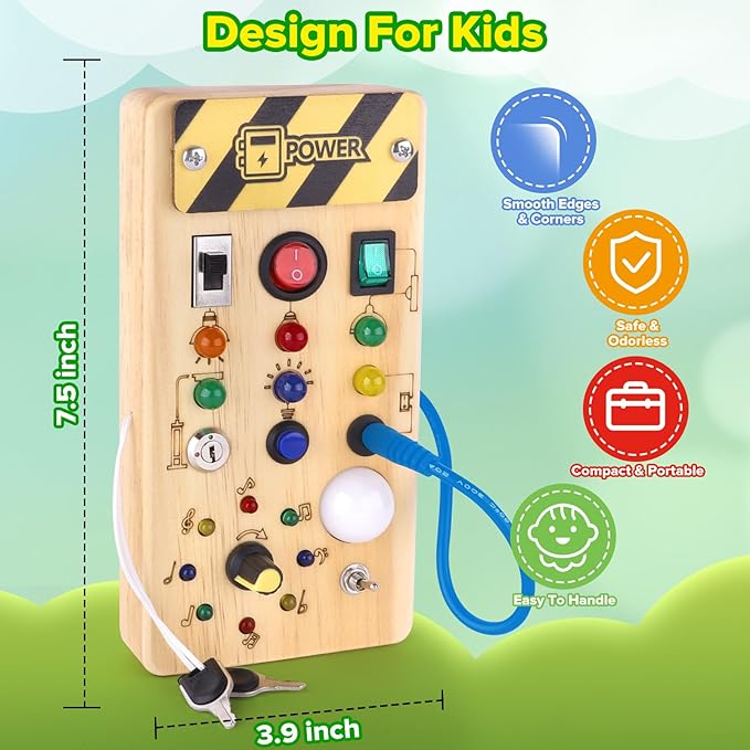 Fidtoy Montessori Tablero de interruptores para niños pequeños