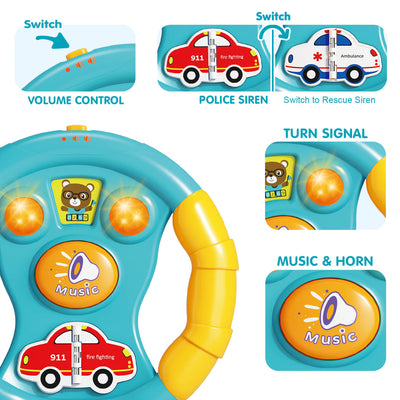 Fidtoy Steering Wheel with Lights & Sounds for Toddlers 18M+