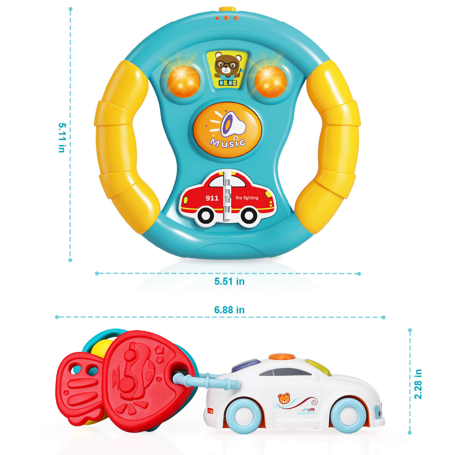 Volante Fidtoy con luces y sonidos para niños pequeños de 18 meses en adelante