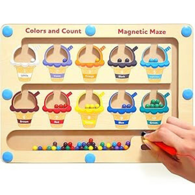 Tablero de actividades de clasificación de números por colores deslizantes con bolígrafo magnético (temática de helados)