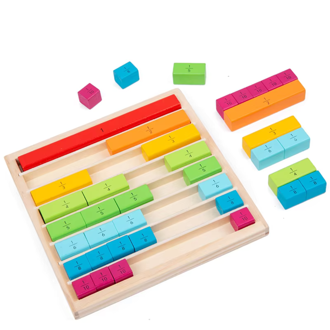 Montessori: Tablero de aprendizaje de fracciones completas