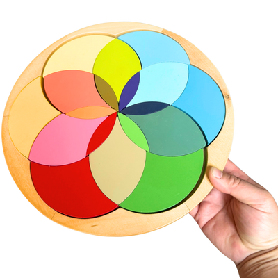 Tableau de découverte des couleurs primaires Montessori de luxe de 27 cm, grand puzzle pour l'apprentissage