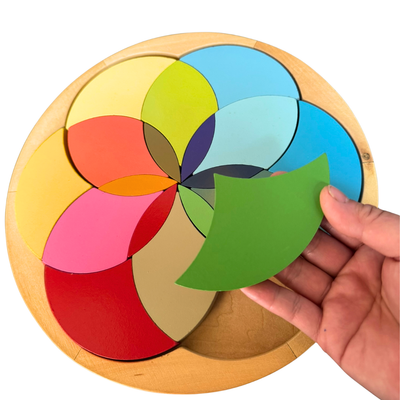 Tableau de découverte des couleurs primaires Montessori de luxe de 27 cm, grand puzzle pour l'apprentissage