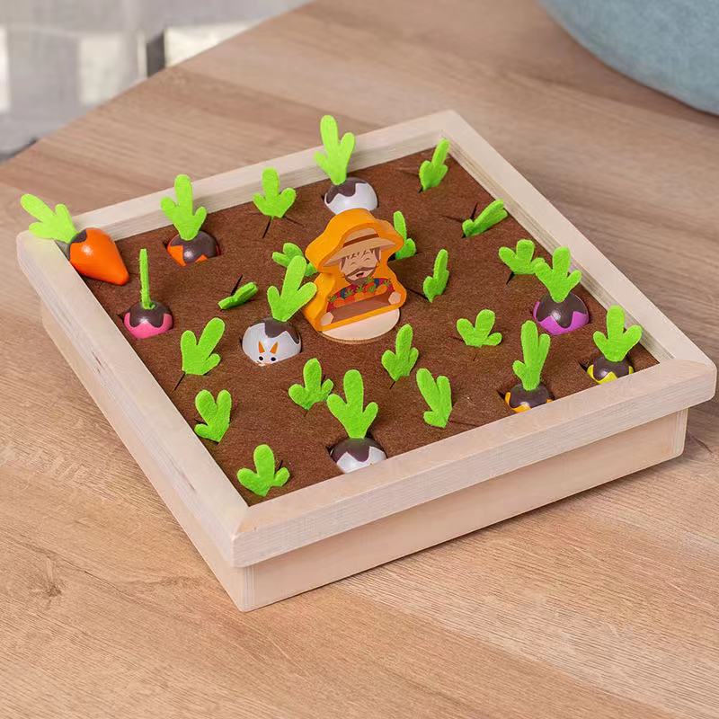 Wooden Vegetables Memory Game Colourful Radish Toy