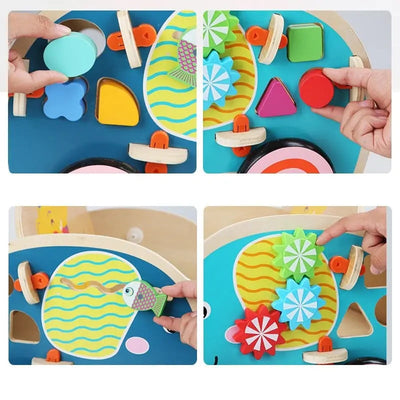Fidtoy Chariot de marche à pousser – Jouet à pousser en bois pour bébé éléphant pour les premiers pas