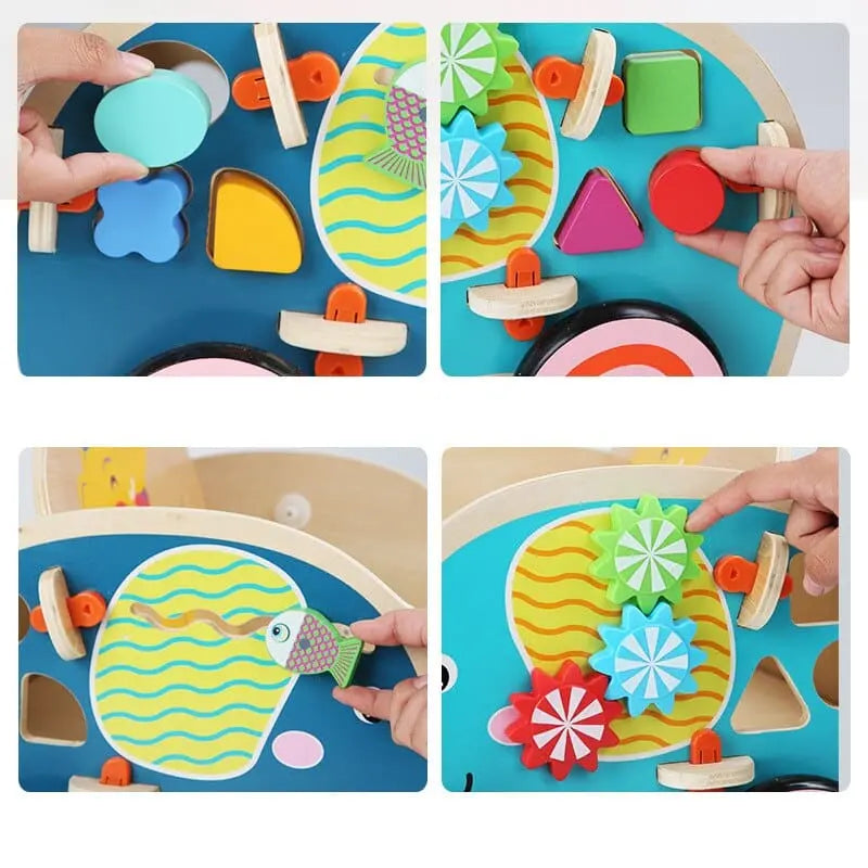 Fidtoy Chariot de marche à pousser – Jouet à pousser en bois pour bébé éléphant pour les premiers pas