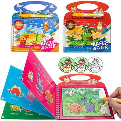 Fidtoy Magic Water Book - Actividad de colorear reutilizable de animales para niños de 3+ años