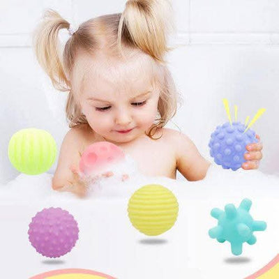 Pelotas Sensoriales Suaves Fidtoy – Set de 6 Juguetes Blandos de Baño para Bebés