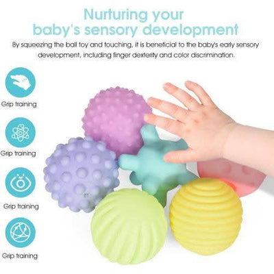 Pelotas Sensoriales Suaves Fidtoy – Set de 6 Juguetes Blandos de Baño para Bebés