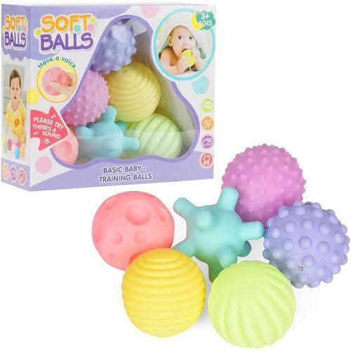 Pelotas Sensoriales Suaves Fidtoy – Set de 6 Juguetes Blandos de Baño para Bebés