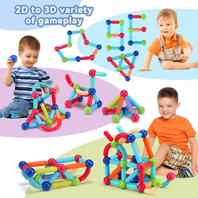 Fidtoy Ensemble de 25 bâtons et billes magnétiques, jouet éducatif STEM