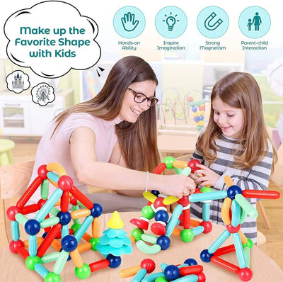 Fidtoy Ensemble de 25 bâtons et billes magnétiques, jouet éducatif STEM