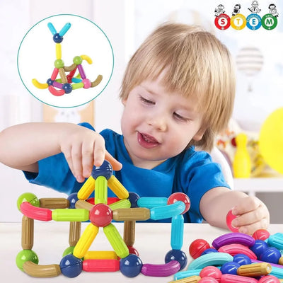 Fidtoy Ensemble de 25 bâtons et billes magnétiques, jouet éducatif STEM