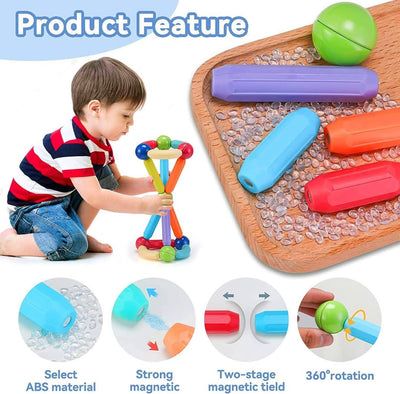 Fidtoy Ensemble de 25 bâtons et billes magnétiques, jouet éducatif STEM