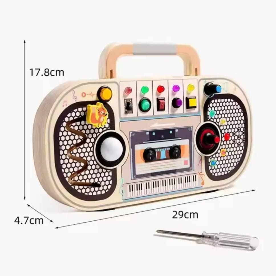 Tabla de actividades Montessori de viaje con luz (música LED e interruptores)
