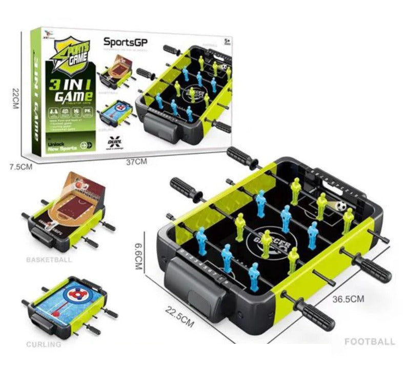 Fidtoy 3 in 1 Sports Football Curling and Basketball Tabletop Game Play Set , Plastic Indoor Sports Game, Hand Eye Coordination Toy Ages 6-9