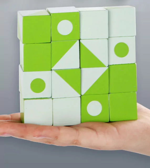 Bloques de patrones de geometría Montessori 3D de madera