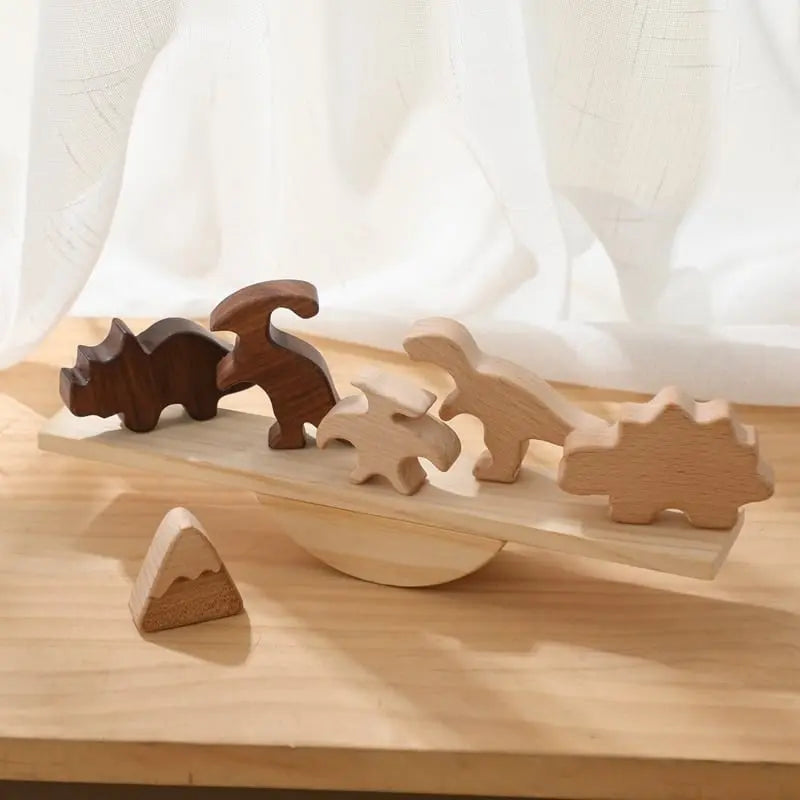 Jeu d'équilibre en bois avec animaux et dinosaures Fidtoy – Jouet d'apprentissage Montessori pour enfants