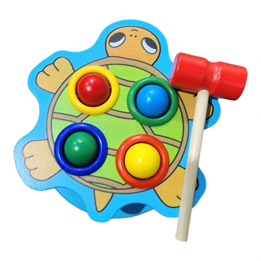 Fidtoy Jouet en bois à marteler avec balles, marteau, Montessori, motricité fine, reconnaissance des couleurs pour enfants de 3 ans et plus