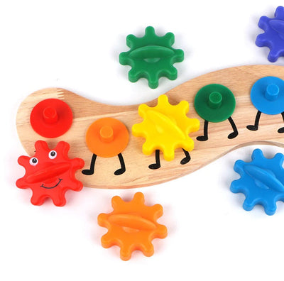 Fidtoy Rainbow Caterpillar Gear Toy for Toddlers – Color Matching & Fine Motor Learning Toy
