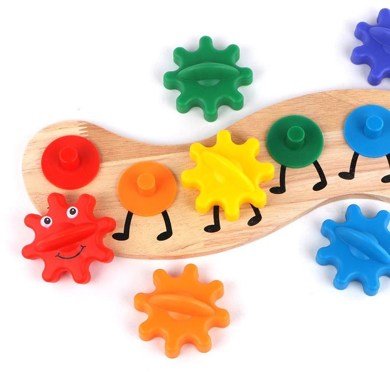 Fidtoy Rainbow Caterpillar Gear Toy for Toddlers – Color Matching & Fine Motor Learning Toy
