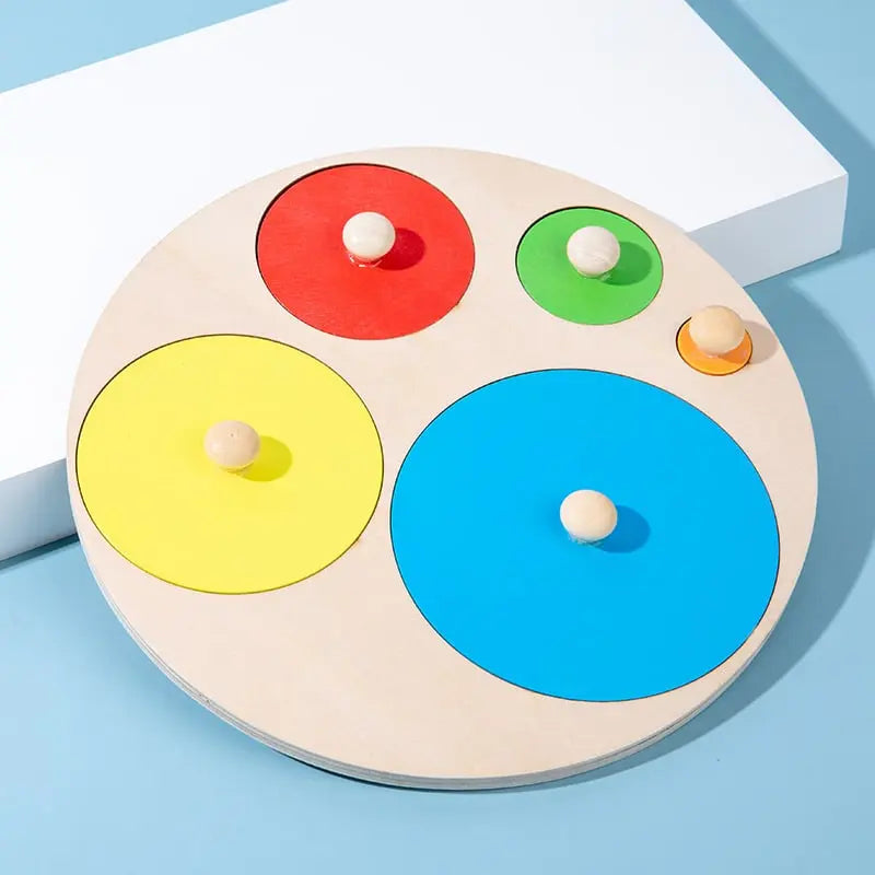 Fidtoy Geometric Shapes Learning Puzzle – Montessori Wooden Educational Toy for Toddlers