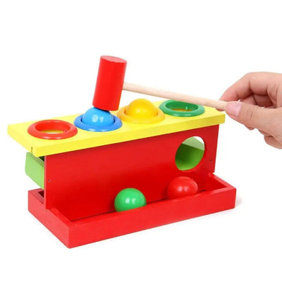 Fidtoy Wooden Hammer Game 4 Colors – Montessori Early Learning Toy for Toddlers