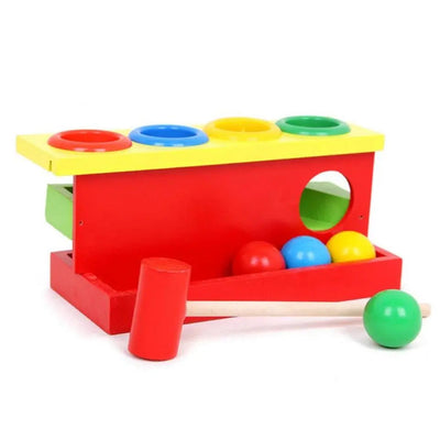 Fidtoy Wooden Hammer Game 4 Colors – Montessori Early Learning Toy for Toddlers