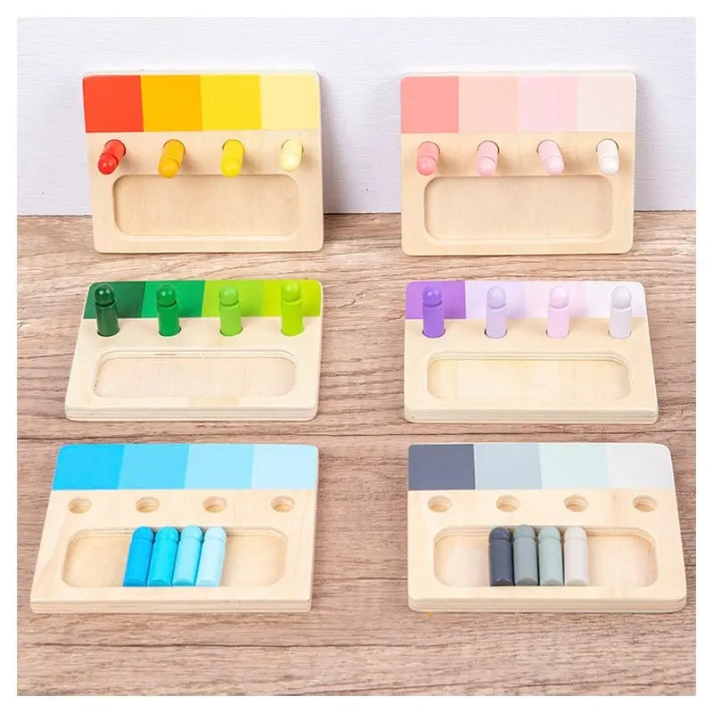 Jeu de pions en bois Fidtoy – Jouet d'apprentissage des formes et des couleurs Montessori pour les tout-petits