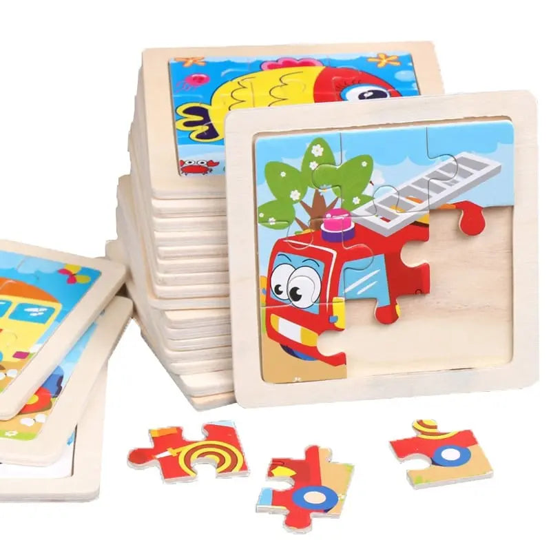 Fidtoy Puzzle en Bois Véhicules – Jouet Éducatif Montessori pour Tout-petits