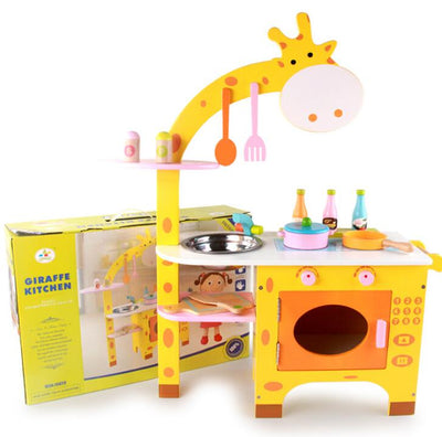 Fidtoy Giraffe Wooden Kitchen Set for Kids Pretend Play