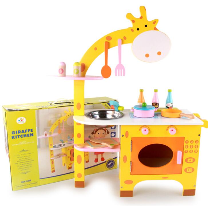 Fidtoy Giraffe Wooden Kitchen Set for Kids Pretend Play